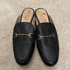 Sam Edelman Black Loafers with Gold Accent